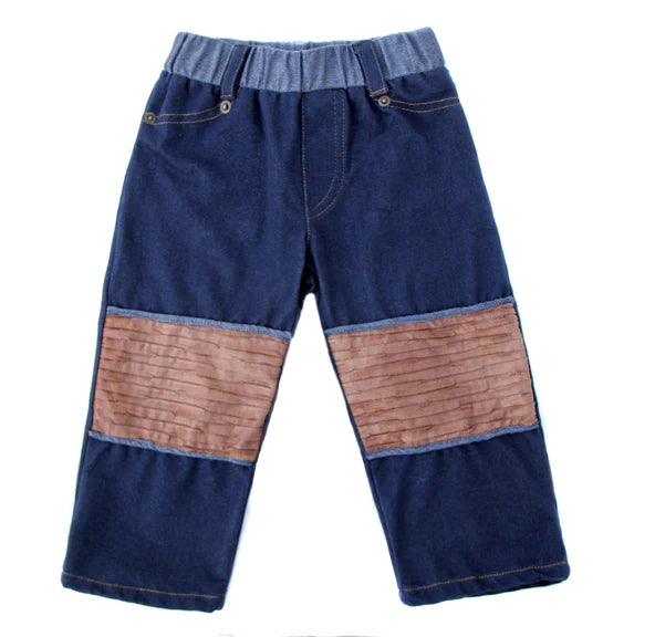 Our softest and most durable jean for the most active little cowboys,great,stretch, softness, Faux leather,padded knee patches, back pockets,contrast topstitch