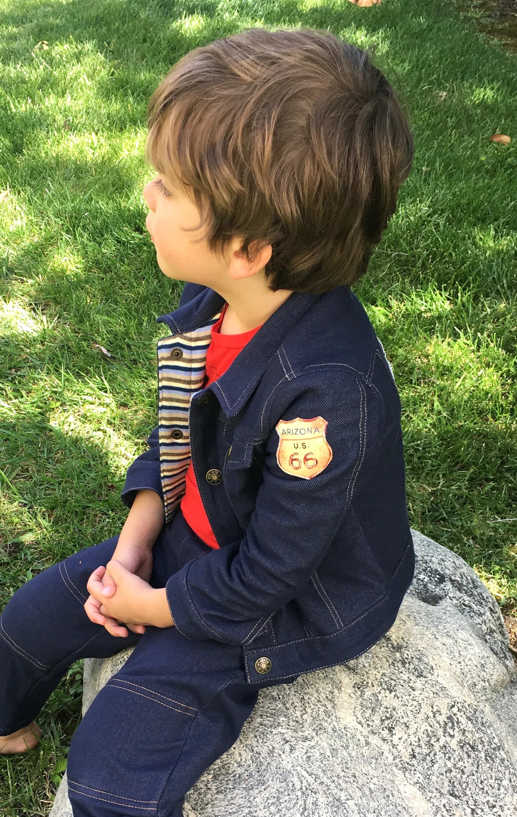 Route 66, boys, soft, comfy, denim jacket,stripe,cotton lining,baby,toddler,cute kids clothes,best,,vintage jean jacket,made in USA