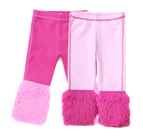 60's Mod inspired with faux fur trim, these leggings are perfect for your baby girl's winter wardrobe. Soft, combed cotton, ribbed knit with elastic waist for easy on and off. Complete the look with the Baby Mod Reversible Coat. Handwash / Line Dry, or Dry Clean only